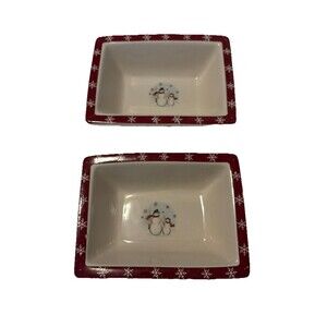 2 Royal Seasons Stoneware Holiday Christmas Decor Hors d'Oeuvres Serving Dishes